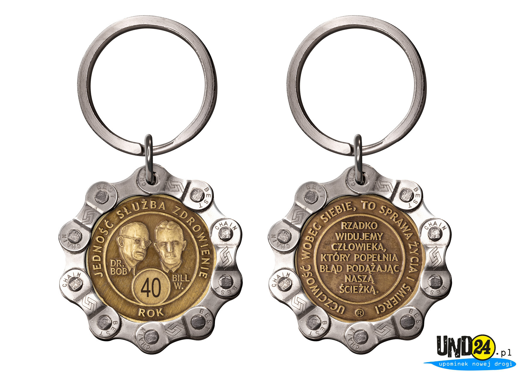 Designerski brelok - Medal 40. Rocznica trzeźwości w Łańcuchu