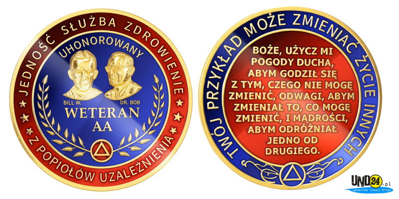 Medal - Uhonorowany Weteran AA z Popiołów Uzależnienia - Kolorowy w Amerykańskim Stylu