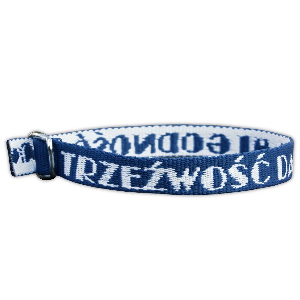 Żakardowa opaska niebieska - Trzeźwość daje mi godność 