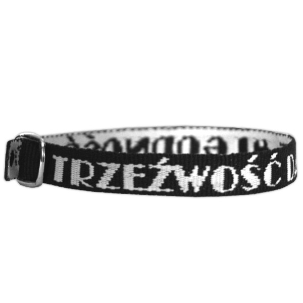 Żakardowa opaska czarna - Trzeźwość daje mi godność 