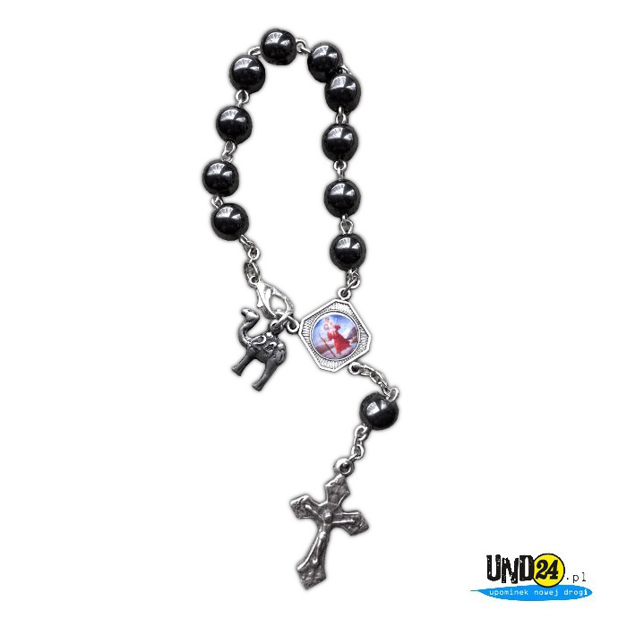 Różaniec Hematytowy z Patronami Podróży - Św. Krzysztof - Dromader 24 Godziny