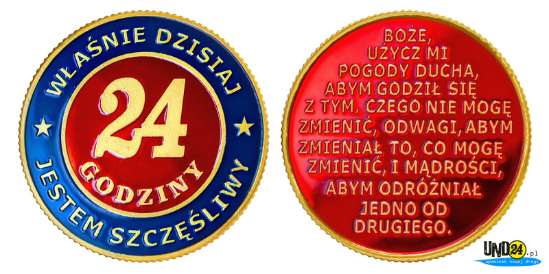 Medal 24 Godziny - Modlitwa o Pogodę Ducha - Kolorowy - w Amerykańskim Stylu - Tzw. Zerowy