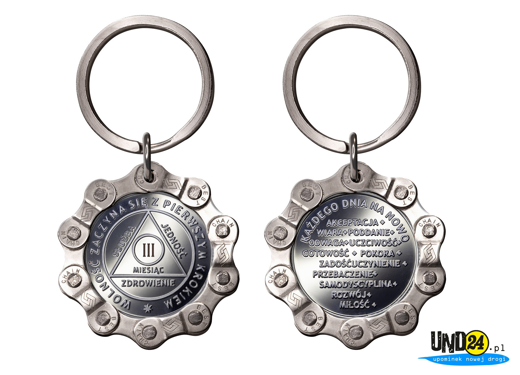 Designerski brelok - Medal 3. Miesiąc trzeźwości w Amerykańskim Stylu w Łańcuchu