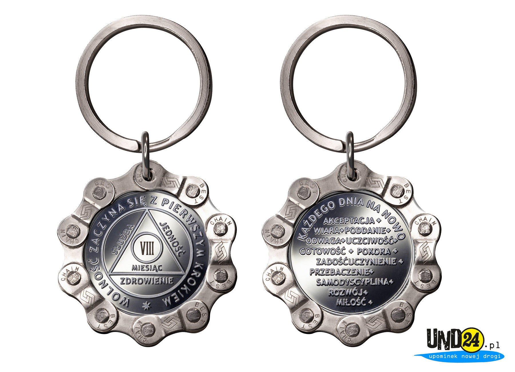 Designerski brelok - Medal 8. Miesiąc trzeźwości w Amerykańskim Stylu w Łańcuchu